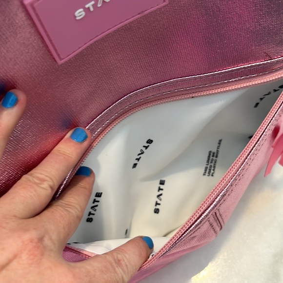 New STATE Bags Metallic Kane Kids Mini Travel Backpack Pink Silver Gold NWT - Picture 7 of 8